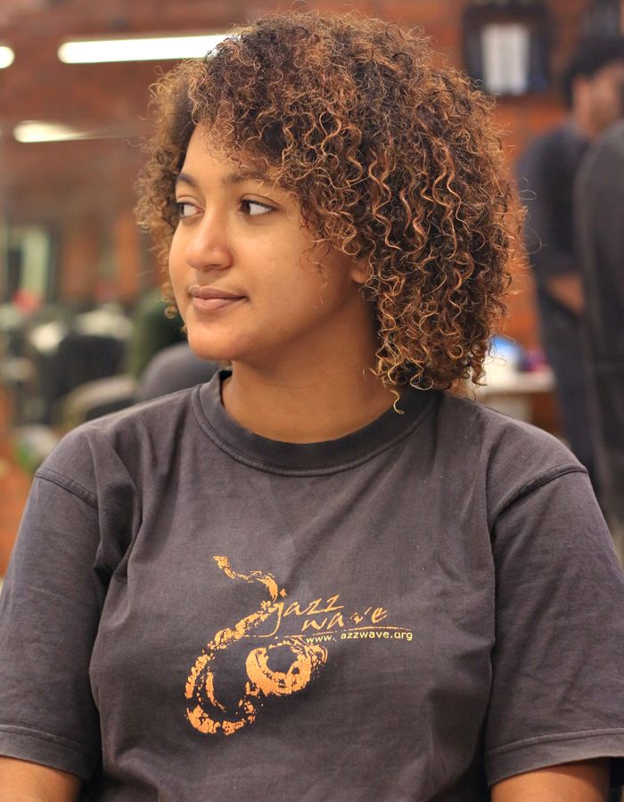 Warm brunette color on natural curls